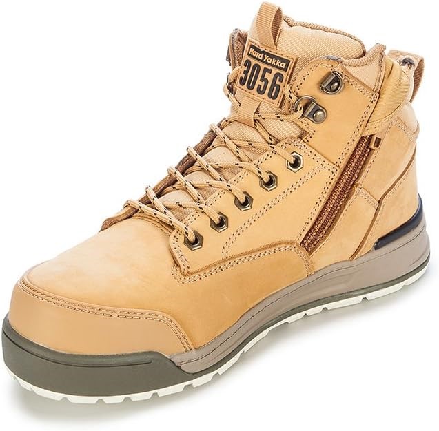 HARD YAKKA Men's 3056 Lace Up Side Zip Steel Toe Safety Boots, Size AU9 / U