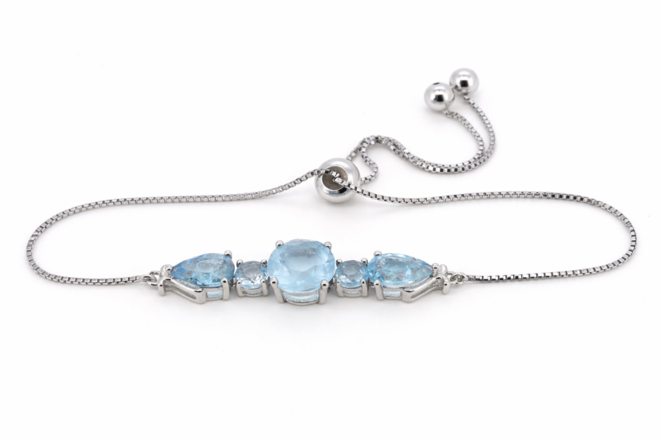 4.01 Carats Natural Aquamarine Bracelet - 925 Silver