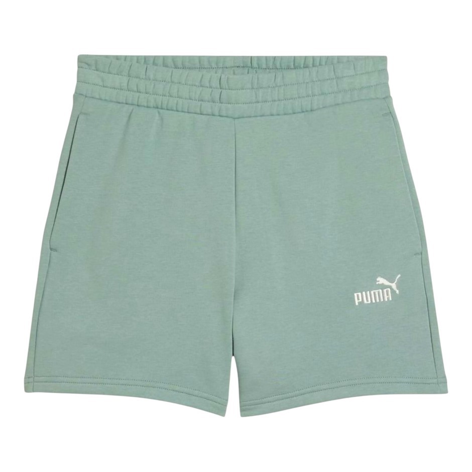 2 x PUMA Women's ESS Small No1 Logo 5" High Waist Short, Size XS, Green Moo