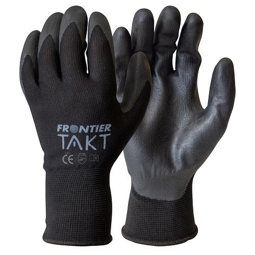 144 Pairs x FRONTIER Takt Nylon PU Glove, Size S, Black.
