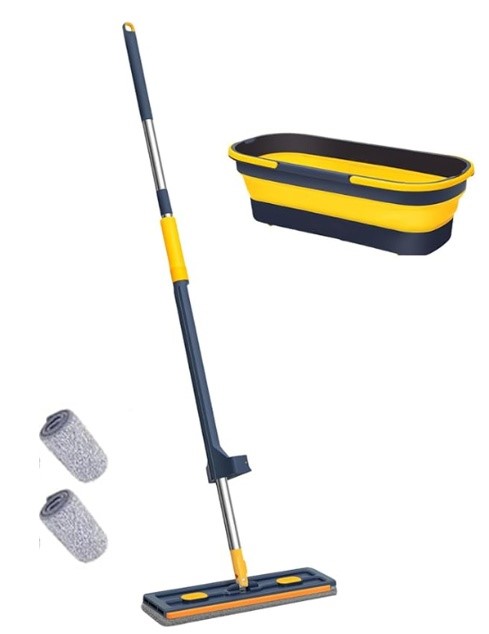HOCLOA Mop and Bucket Set with Wringer, Flat Mops for Floor Cleaning with 2
