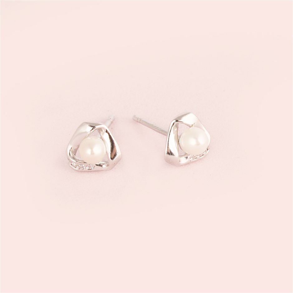 Fresh Water Pearl Dainty Stud 999 Sterling Silver Earrings