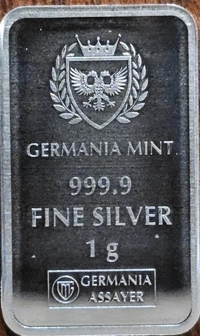 GERMANIA MINT NEW PRODUCT- 1g 999.9 FINE SILVER- GERMANIA 1GRAM