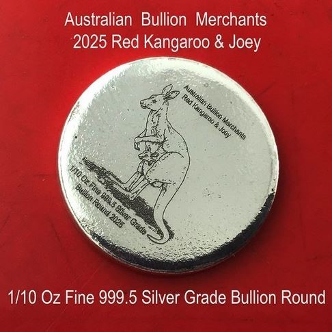 1/10 Oz 999.5 Silver Red Kangaroo & Joey 2025 Australian Bullio