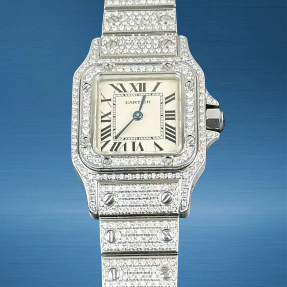 Cartier Santos Galbee 1565 Quartz Custom Diamond WxO & COA
