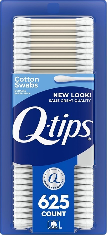 3 x Q-TIPS 625pk Cotton Swabs, 100% Pure Cotton. NB: Damaged packaging, app