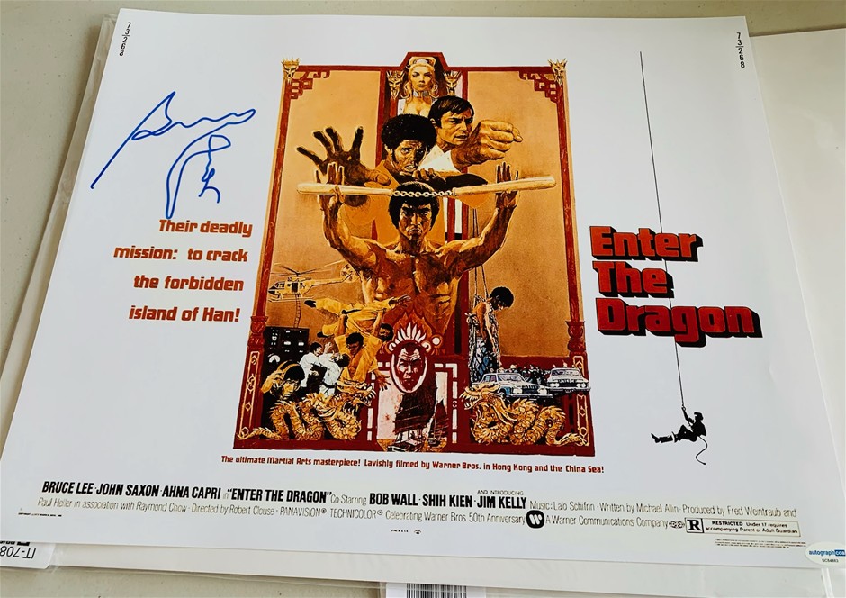 Signed Bruce Lee Enter the Dragon Movie Poster.
