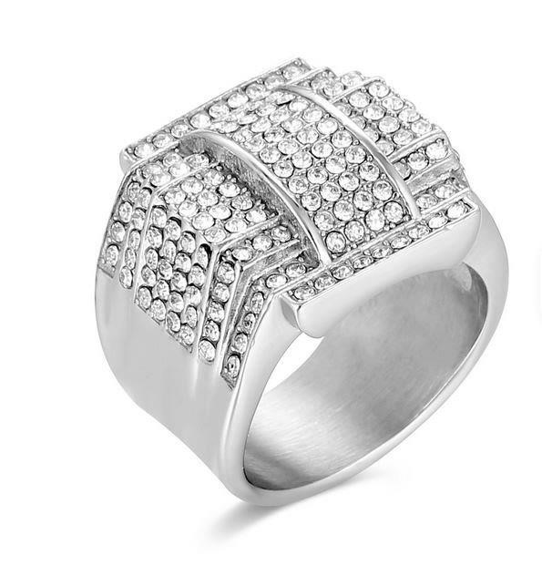 Italy 925 Silver Hip Hop Men's Ring (Stamps)-10 US