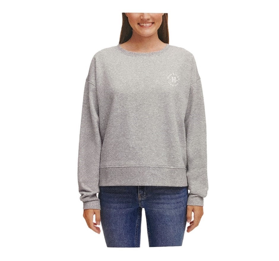 TOMMY HILFIGER Women's Pullover, Size XL, 60% Cotton, Pearl Heather Grey (P