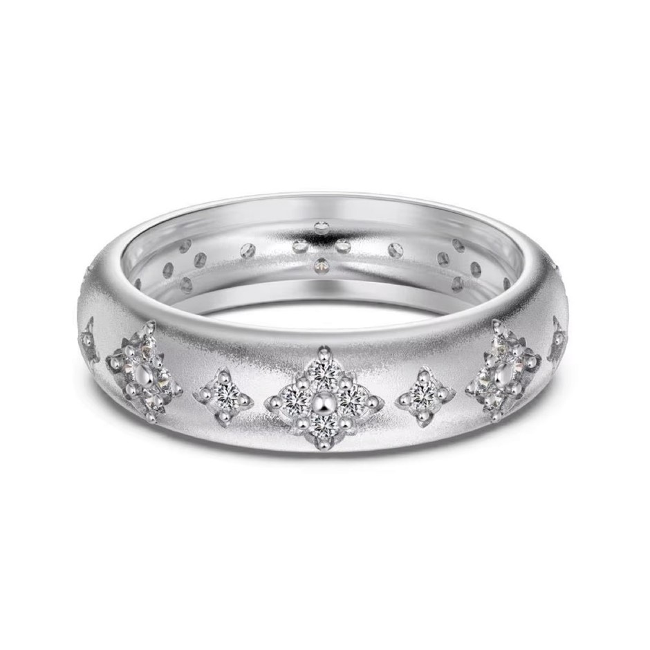 Simulated Diamond Band 925 Sterling Silver Ring - Size 8