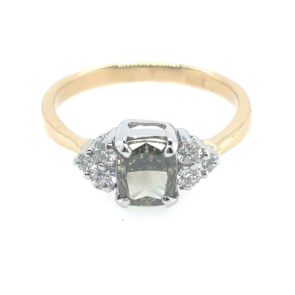 1.00ct Dia. VS Brownish Yellow & 0.24ct 6 Ring 18K 2 Tone Gold