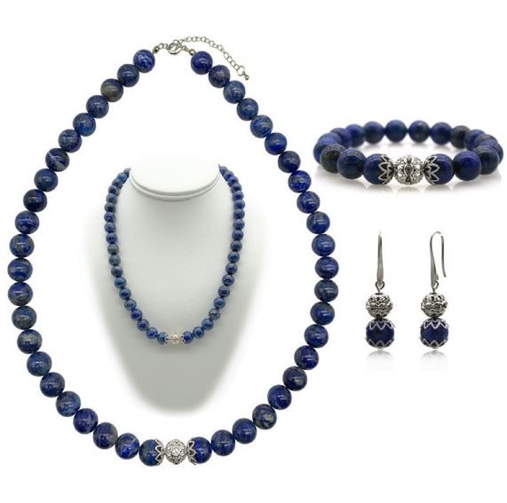 Lapis Lazuli, Turquoise, Pearls Jewellery Set