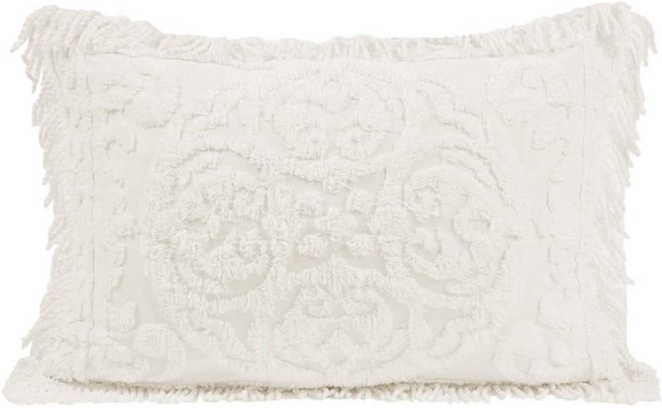 2 x BEATRICE Home Fashions Medallion Chenille, Standard Sham, Ivory