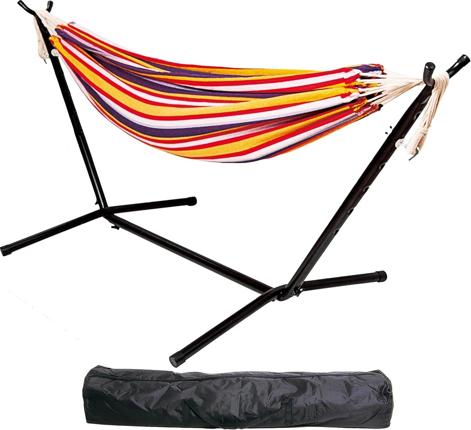 ELEVON Double Hammock with Space Saving Steel Stand and Portable Carrying C