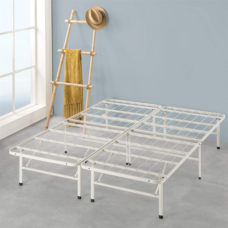 ZINUSSmartbase Queen Bed Base Frame Light Beige Foldable Premium Metal Heav