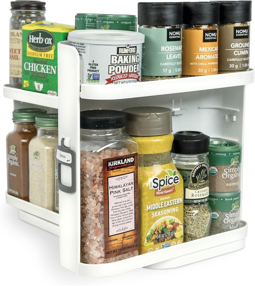 CABINET CADDY SNAP! Spice Rack Organizer for Cabinet, 3 Snap-In Adjustable