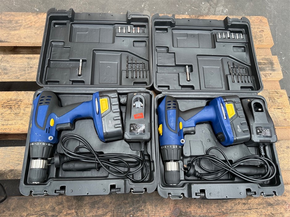 24V Cordless Drill Kit, 2 speed gearbox (Tested and working) x 2 units