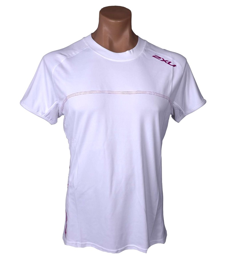 3 x 2XU Women's Sailing Short Sleeve Fibretech Tee, Size 3XL, White/Rose, W