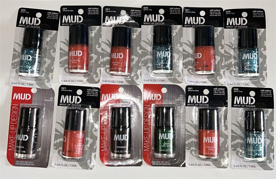 12x MUD Nail Polish (Assorted Colours)