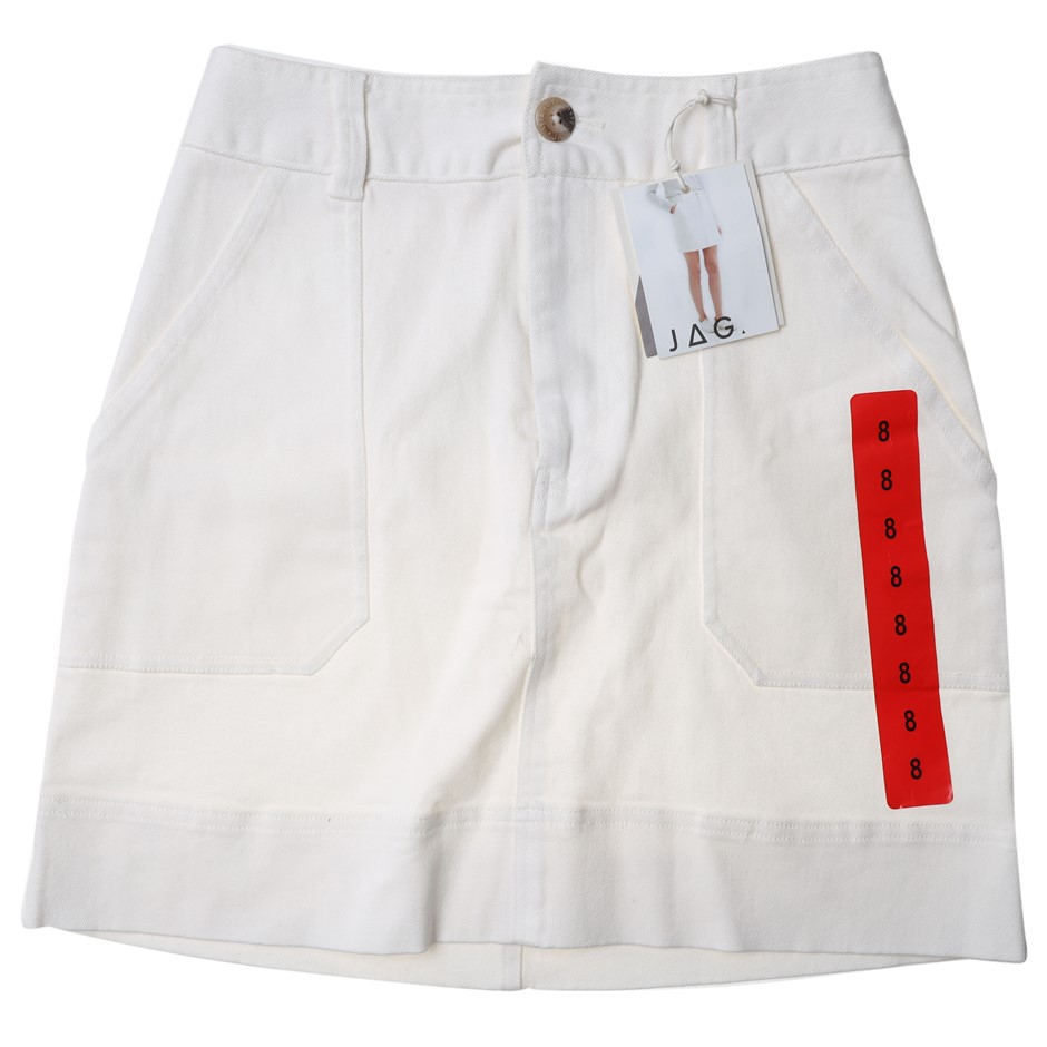 JAG Women's Selena Canvas Skirt, Size 8, Cotton/ Elastane, White. Buyers N