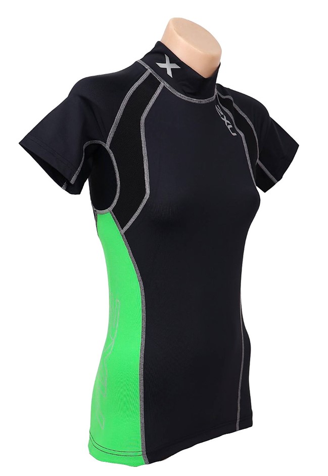 6 x 2XU Women's Short Sleeve High Performance Power Top, Size L, Black/Gree