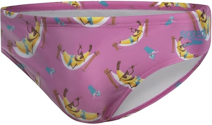 SPEEDO Men's Banana Hammock Swim Trunk, Size 18, Pink/Yellow. Buyers Note