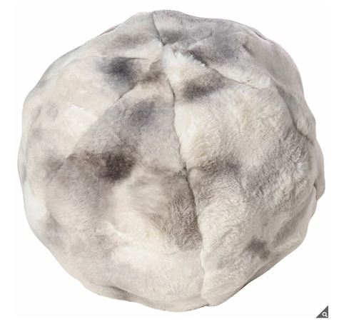 MON CHATEAU Round Faux Fur Pillow, 30cm, Grey.