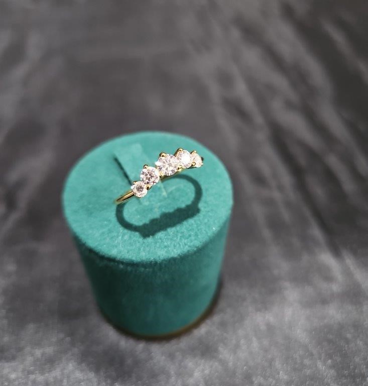 GRA Moissanite white 18k Solid Yellow Gold Vermeil Ring -9US