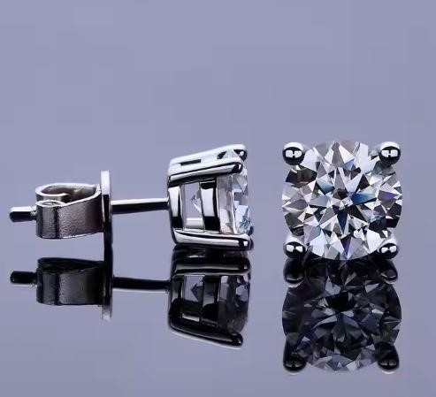 4.0ctw GRA  Moissanite brilliant Cut Earring-18k White Gold-S925