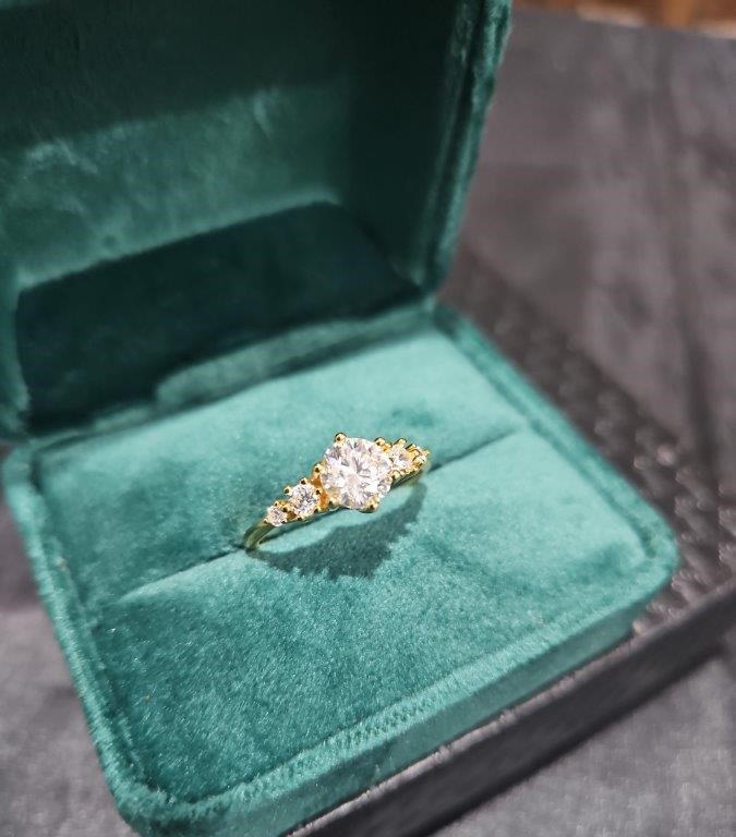 GRA Moissanite white 18k Solid Yellow Gold Vermeil Ring -9US