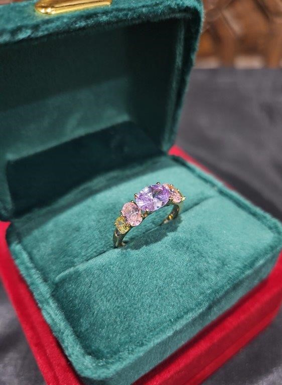 18K/Italy 3.0ctw Oval Cut Yellow Gold Filled Ring(stamped) 7US