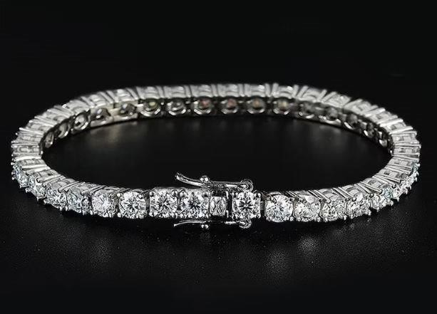 GRA Moissanite Tennis Bracelet 18k Real Gold -18cm-4mm