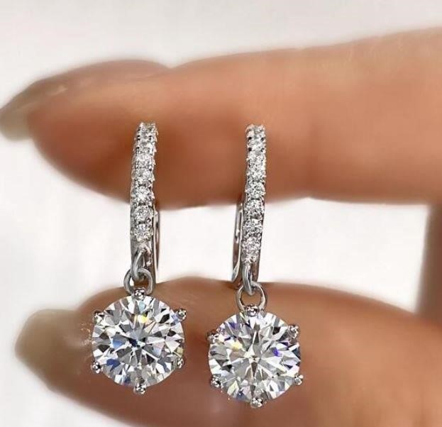 2.0ctw Moissanite GRA Earring-925 Sterling Silver (s925 stampes)