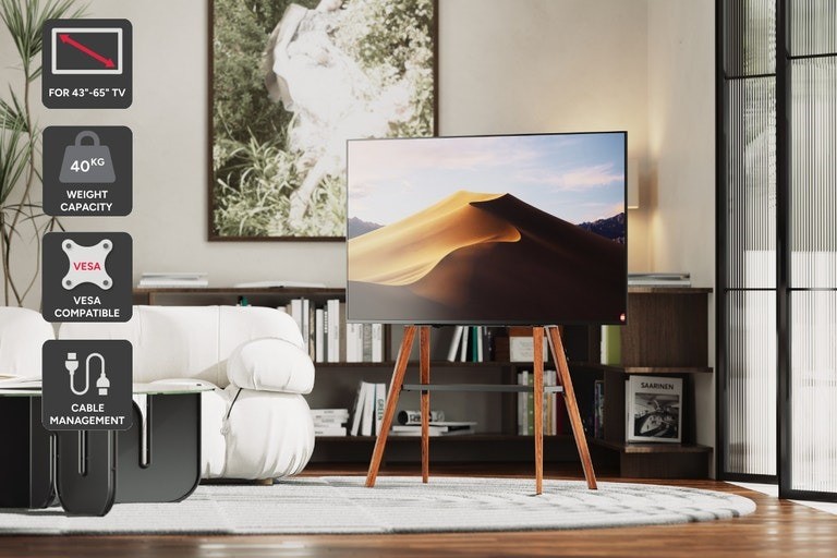 Kogan Danish Studio TV Stand with Storage Shelf for 43" - 65" TVs (Matte Bl