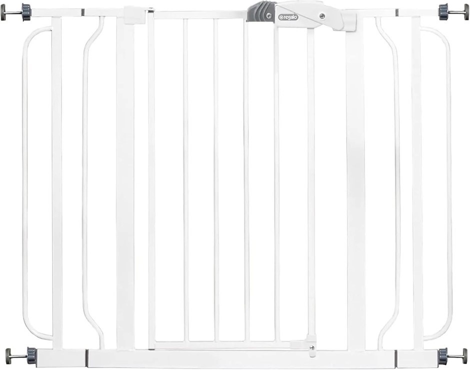 REGALO Easy Step Extra Wide Walk Thru Gate, 29-44 Inches Wide, White.
