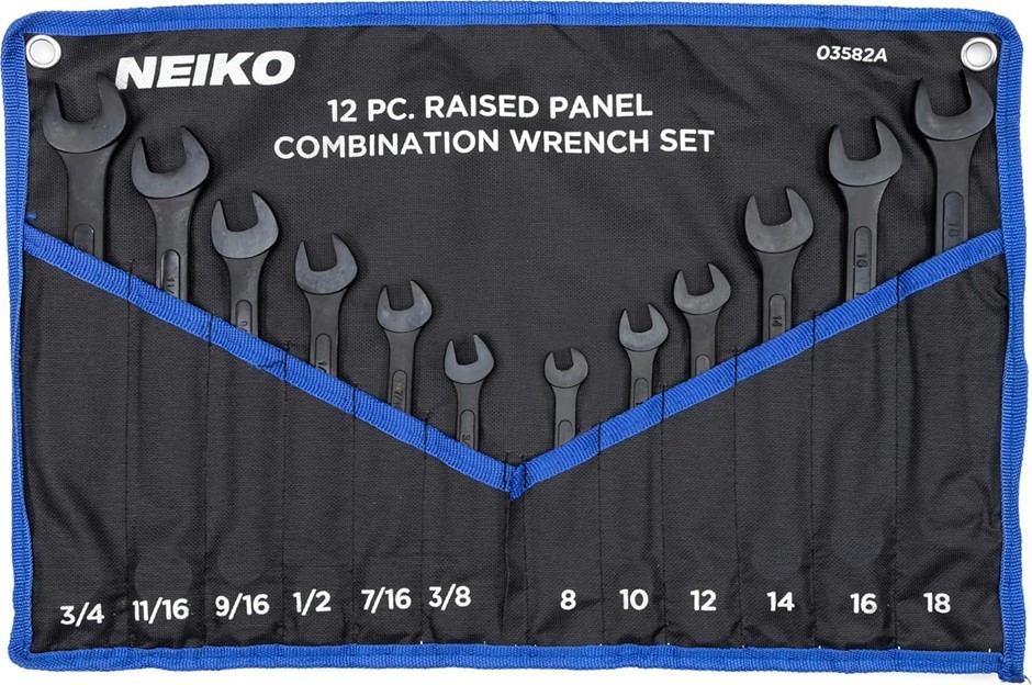 NEIKO Combination Wrench Set, 12 Pc Raised Panel Combo Wrenches Set, Metric