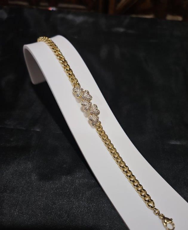 18K/Italy Yellow Gold Filled Heart bracelet(stamped)Warranty Quality-