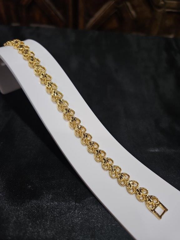 22K/Italy Yellow Gold Filled heart bracelet(stamped)Warranty Quality-