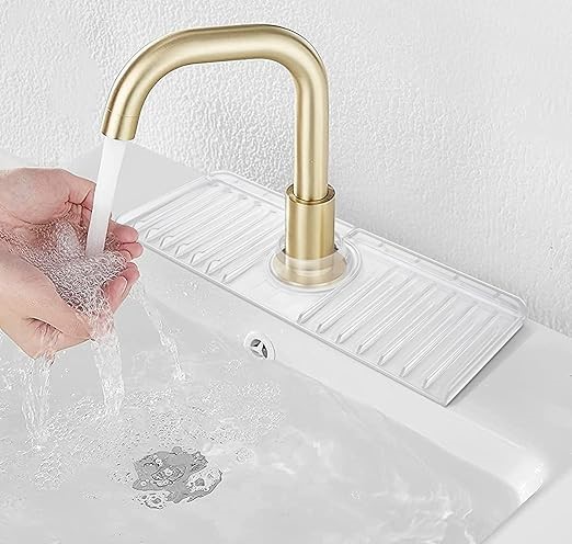 Sink Splash Guard with Slope for Self Draining - Faucet Mat & Soap Dish Spo