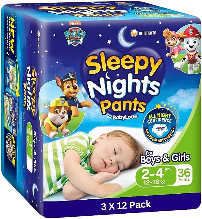 2 x Box of 36pc BABYLOVE SleepyNights Pants 2-4 Years (12-18kg).
