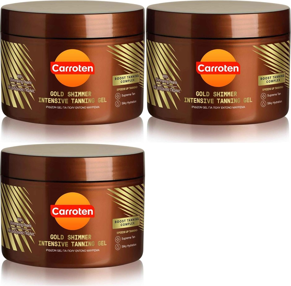3 x CARROTEN SPF0 Gold Shimmer Intensive Tanning Gel 150ml