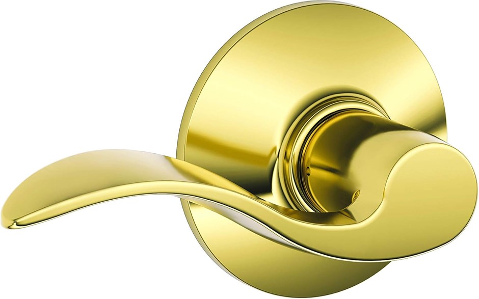 SCHLAGE Accent Hall and Closet Lever, Bright Brass (F10 Acc 505).