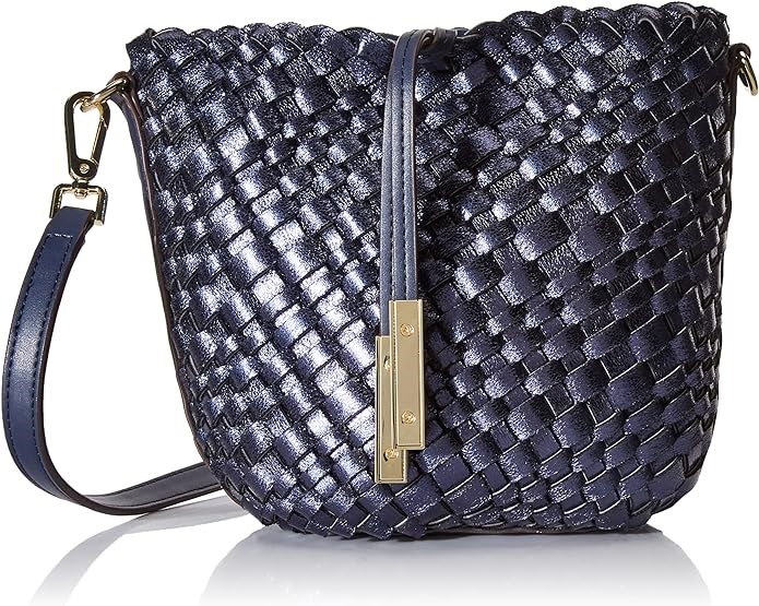 CALVIN KLEIN Naomi Woven Crossbody Bag, 22.86 x 14.61 x 9.53cm, Navy, High