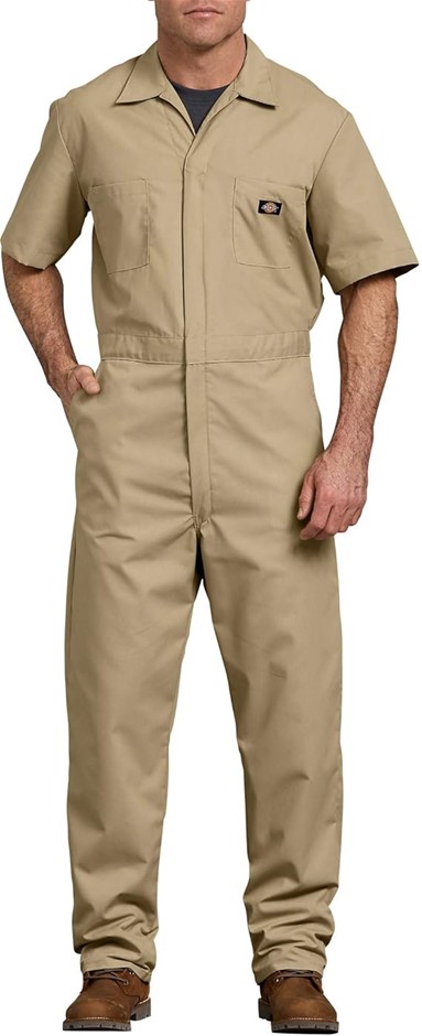 DICKIES Men's Big-tall Short Sleeves Coverall, Khaki, Size 3XL Regular. Bu