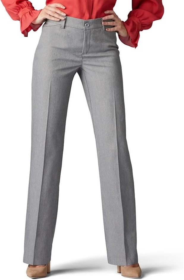 LEE Women's Ultra Lux Comfort with Flex Motion Trouser Pants, 16 Short, Ash