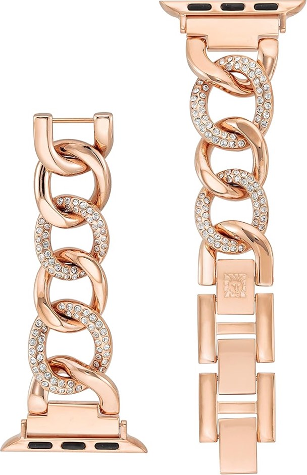 ANNE KLEIN Fashion Chain Bracelet w/ Crystal Accents For Apple Watch, Rose-