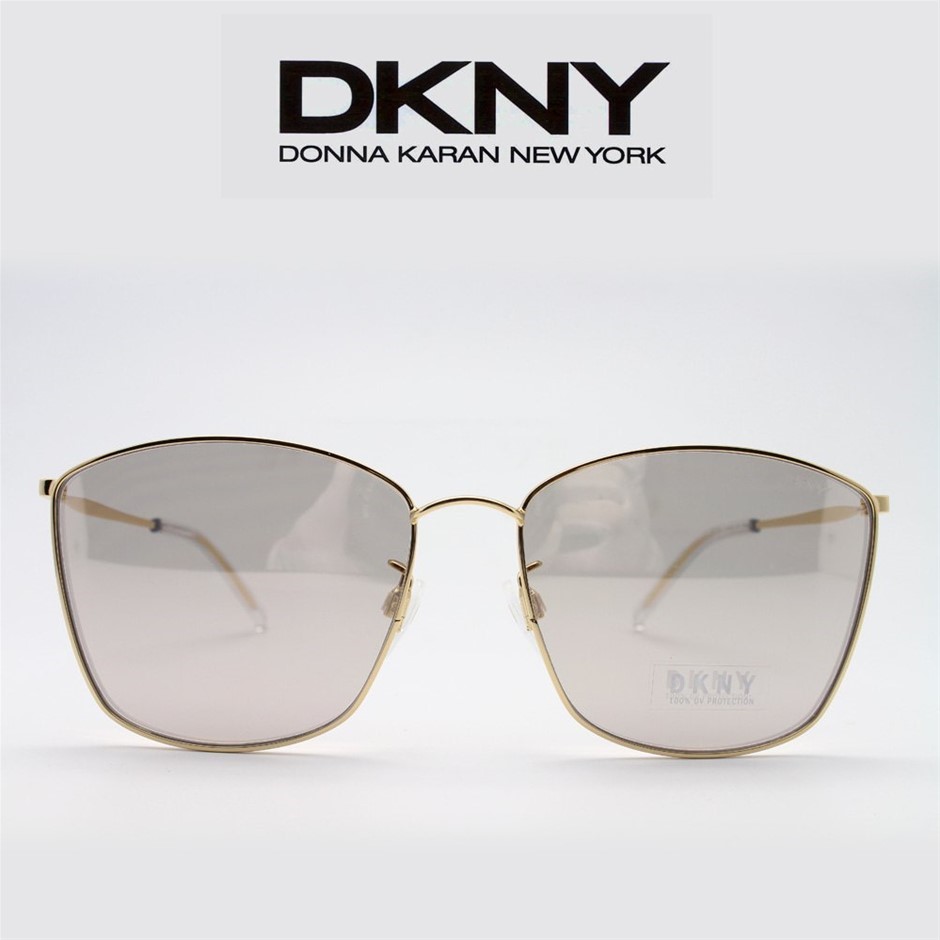DKNY Sunglasses Plastic Lens Square Frame Gold