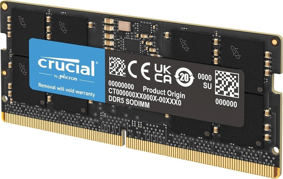 CRUCIAL SODIMM CL40 (16Gbit) RAM, 32GB, 4800MT/s.