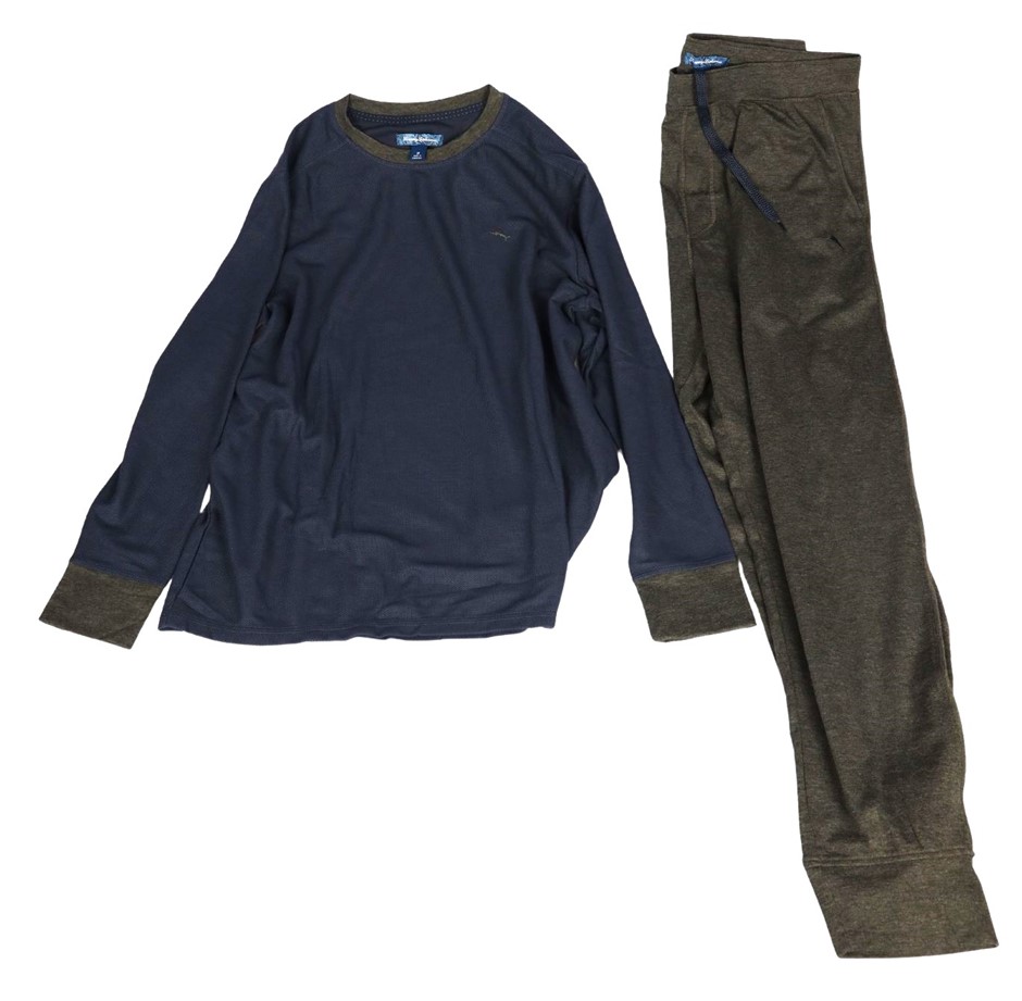 2pc TOMMY BAHAMA Men's Lounge Set, Size M, Navy/Grey, ZTB97769A. NB: top ha