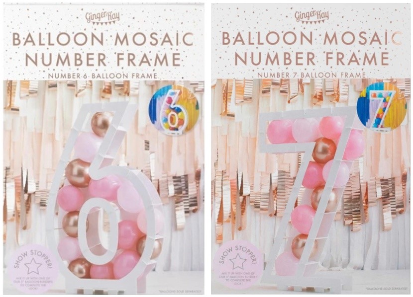 BUNDLE of 2 items: GINGER RAY Number 6 Balloon Mosaic Frame (85cm) + GINGER